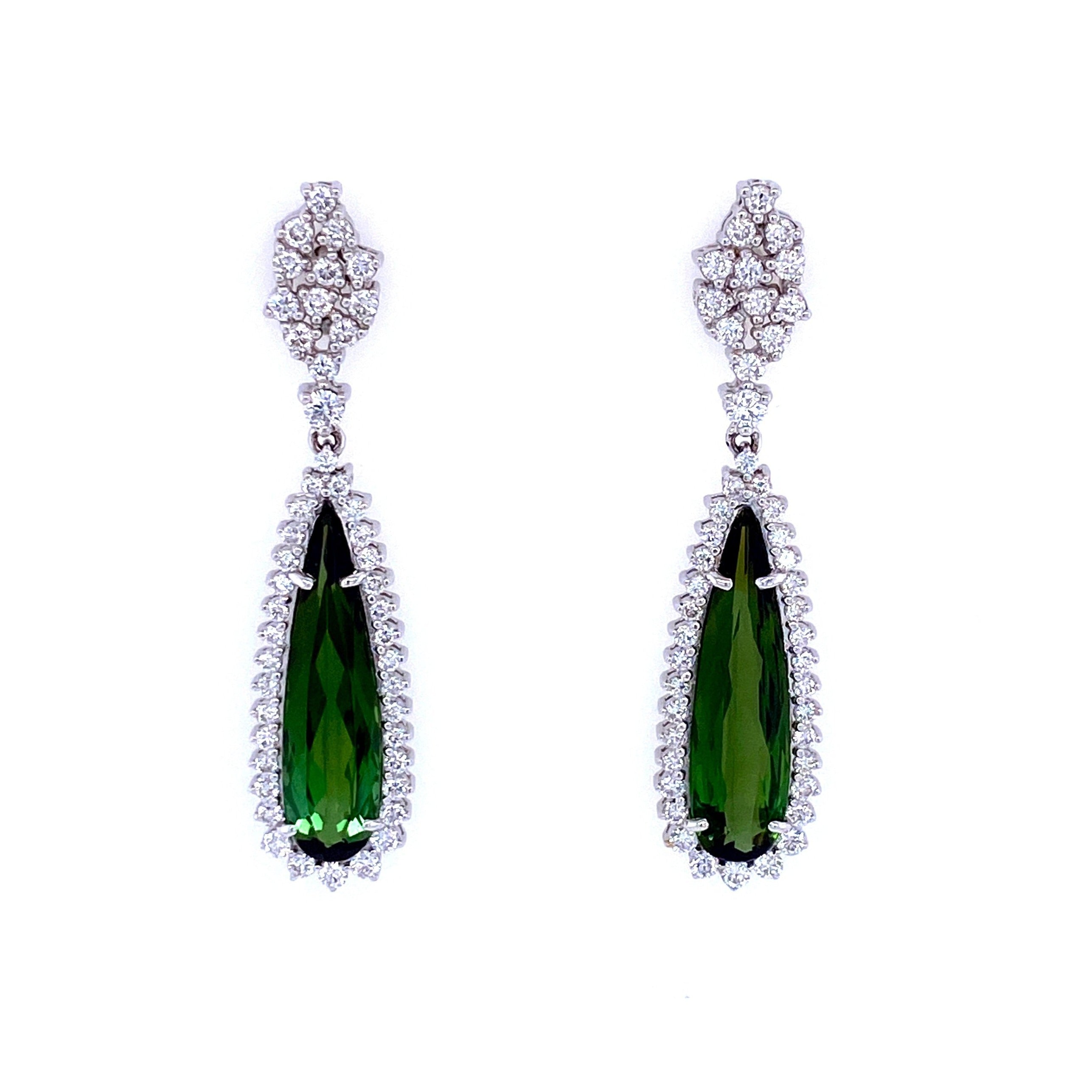 18K Green Tourmaline Earrings