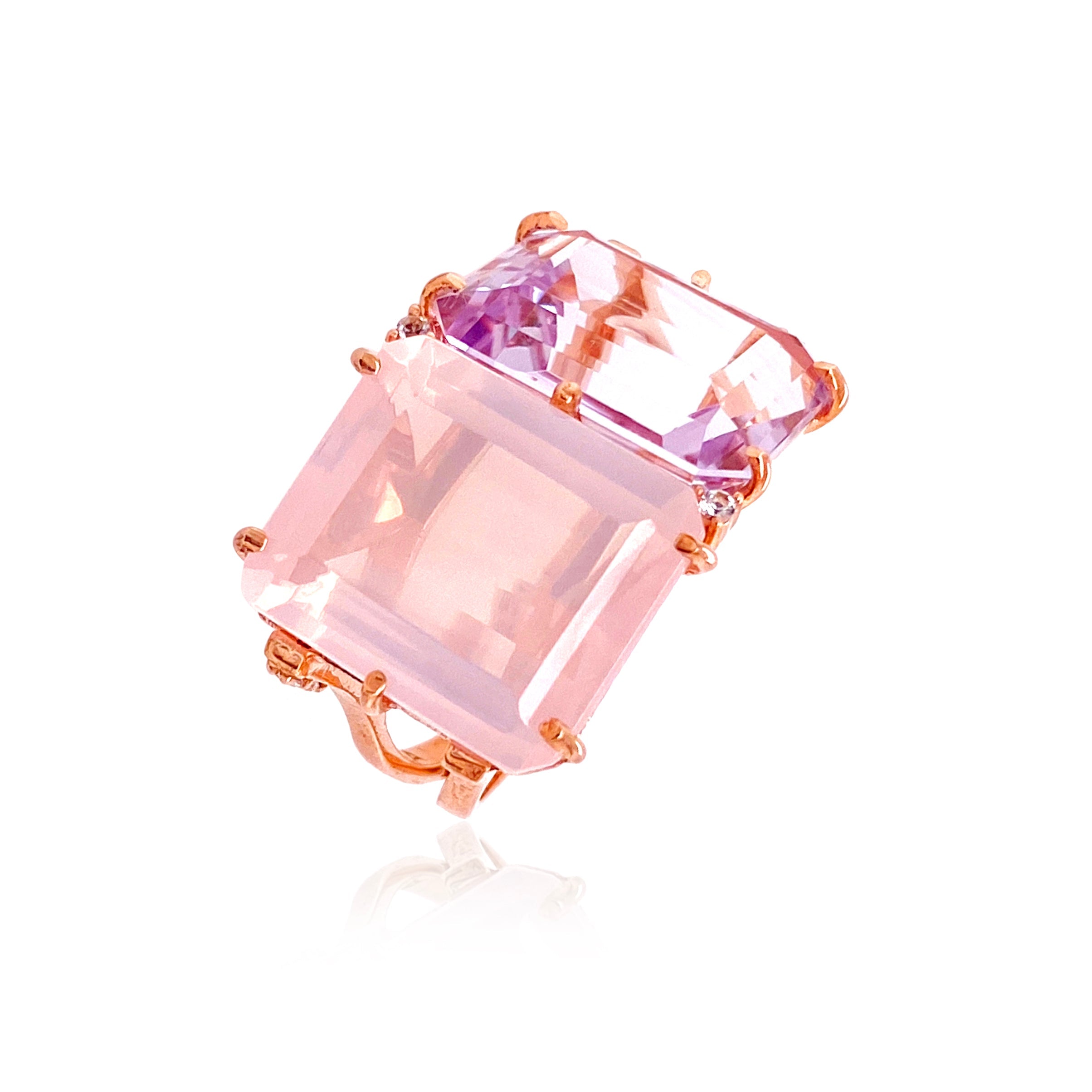 COLUNA Ring (1156) - Pink Amethyst, Rose Quartz / RG