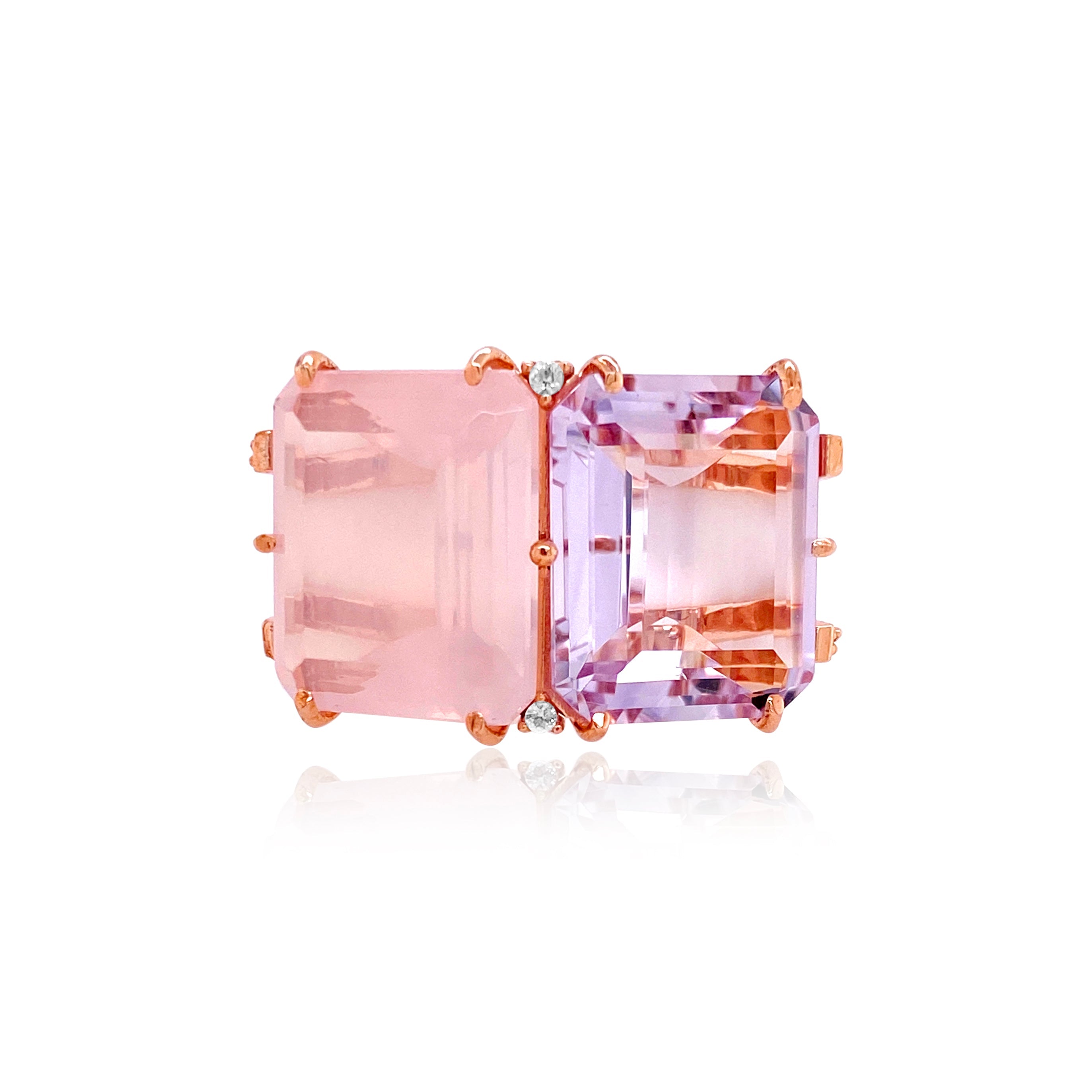 COLUNA Ring (1156) - Pink Amethyst, Rose Quartz / RG