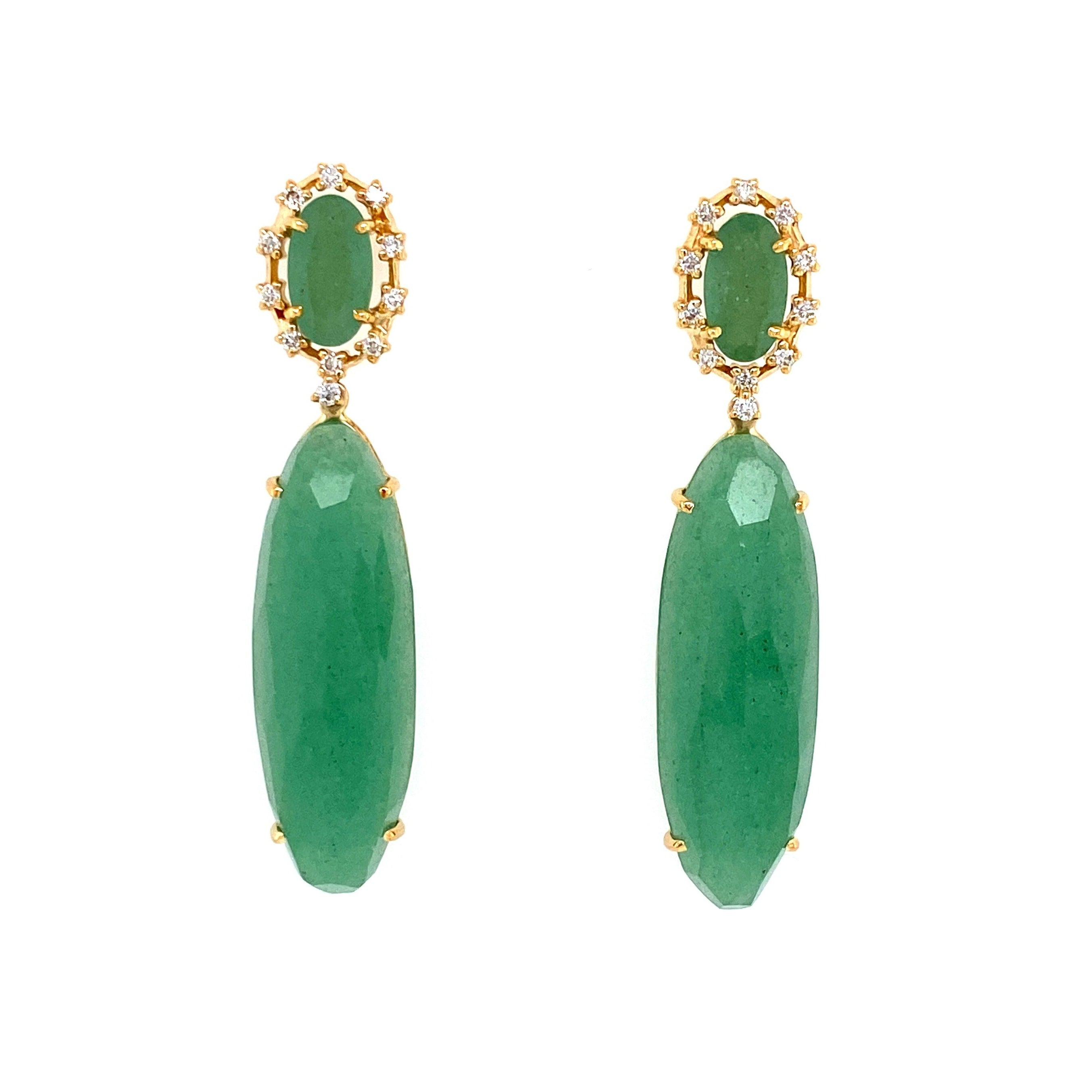 18K Green Quartz Earrings