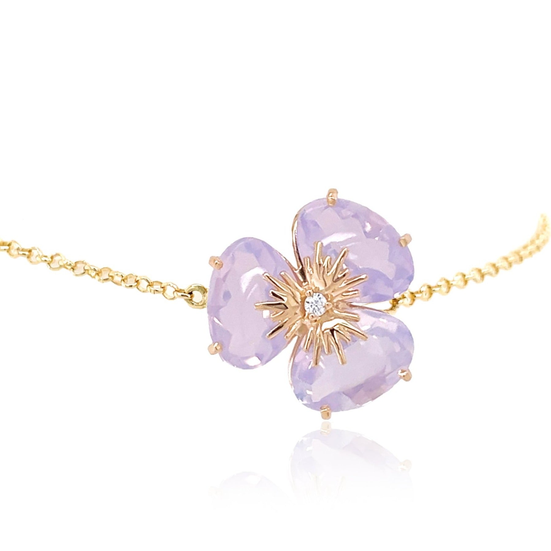 18k Pensée Bracelet - Lilac Opal Amethyst / RG (medium)