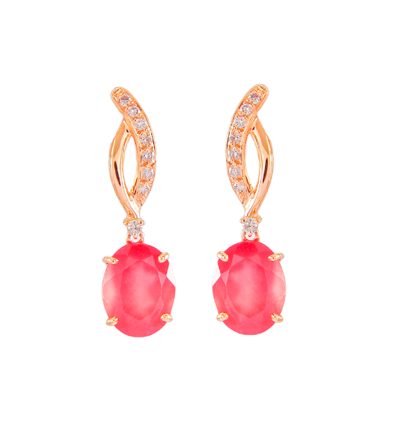 18K Rhodochrosite Earrings