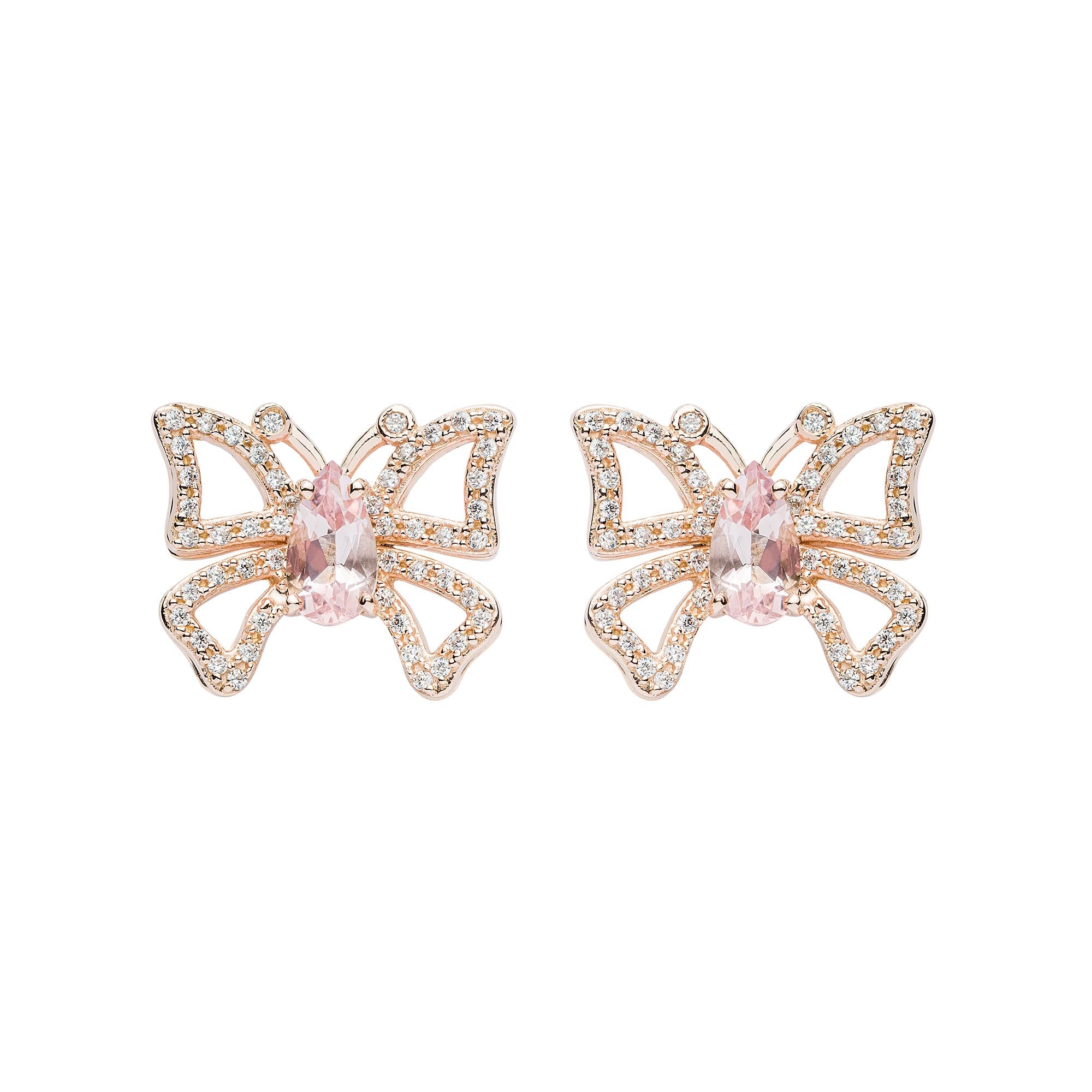 Butterfly Earrings (1327) - Morganite / RG