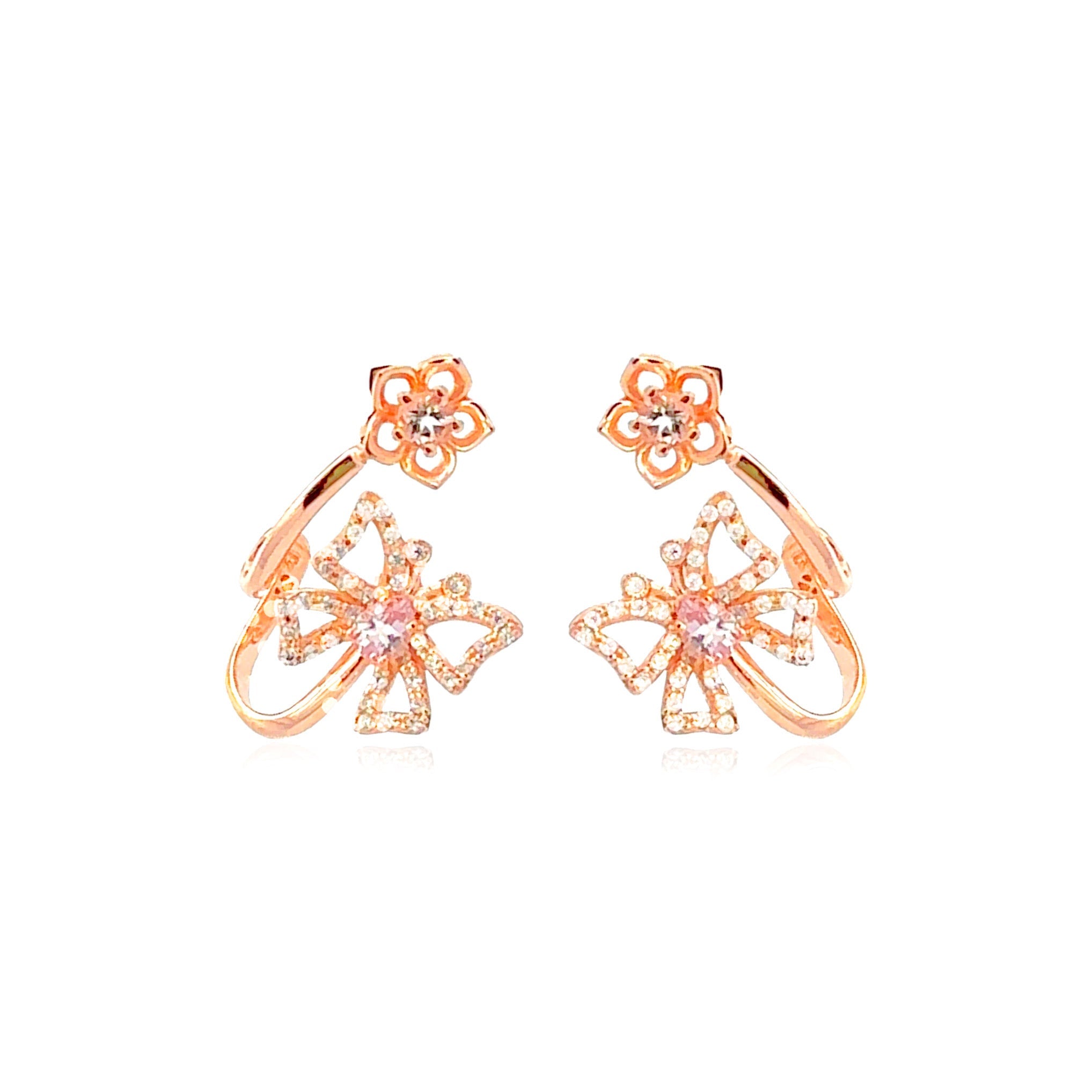 Butterfly Earrings (1327) - Morganite / RG