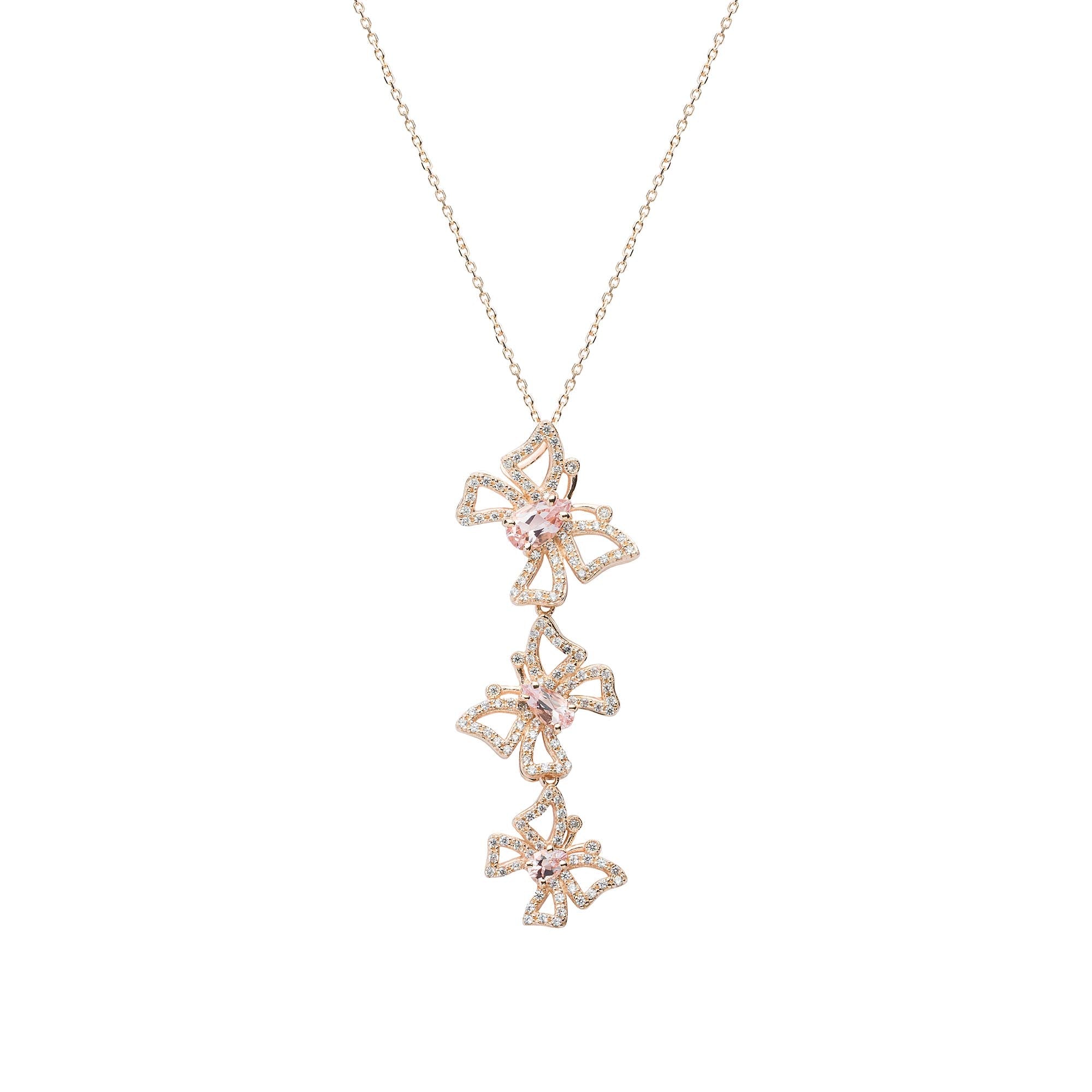 Butterfly Necklace (1327) - Morganite / RG