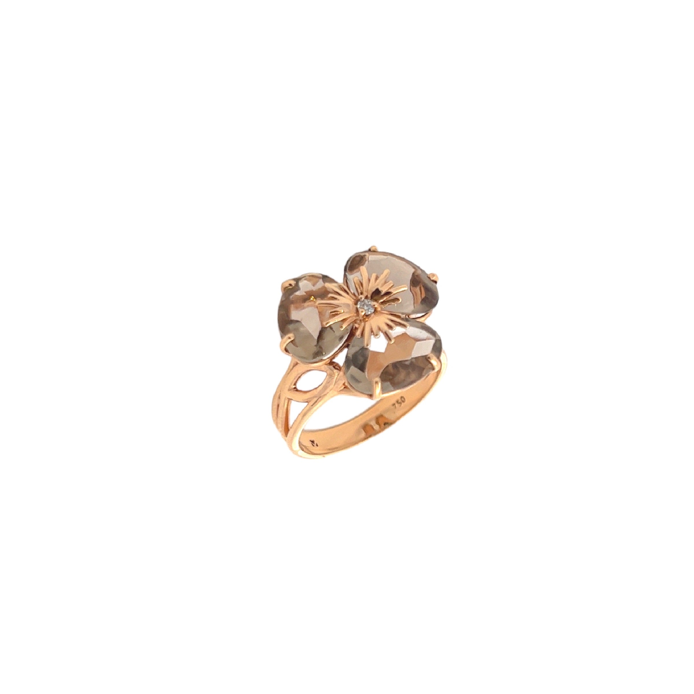 18k Pensée Ring - Smoky Quartz / RG (medium)