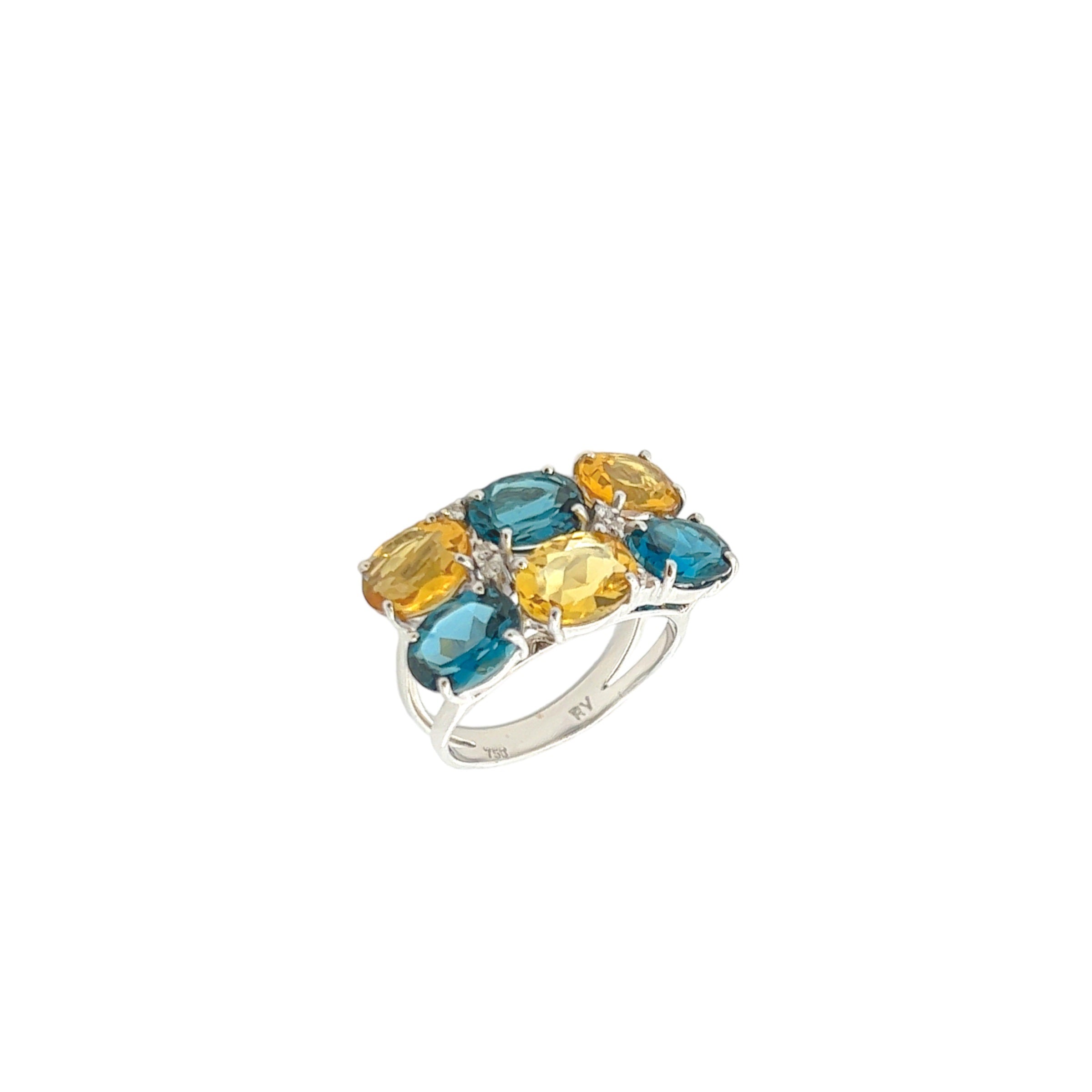 18K London Blue Topaz, Yellow Beryl Ring