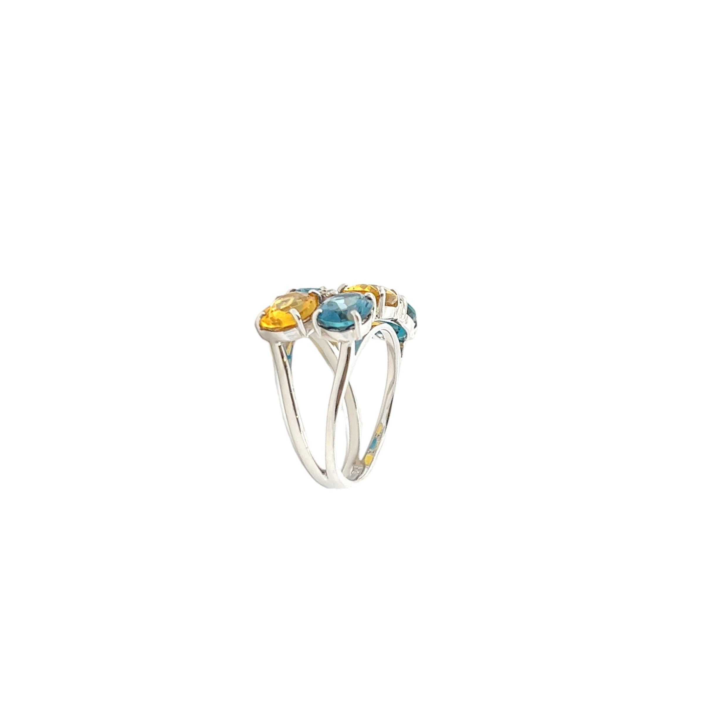 18K London Blue Topaz, Yellow Beryl Ring