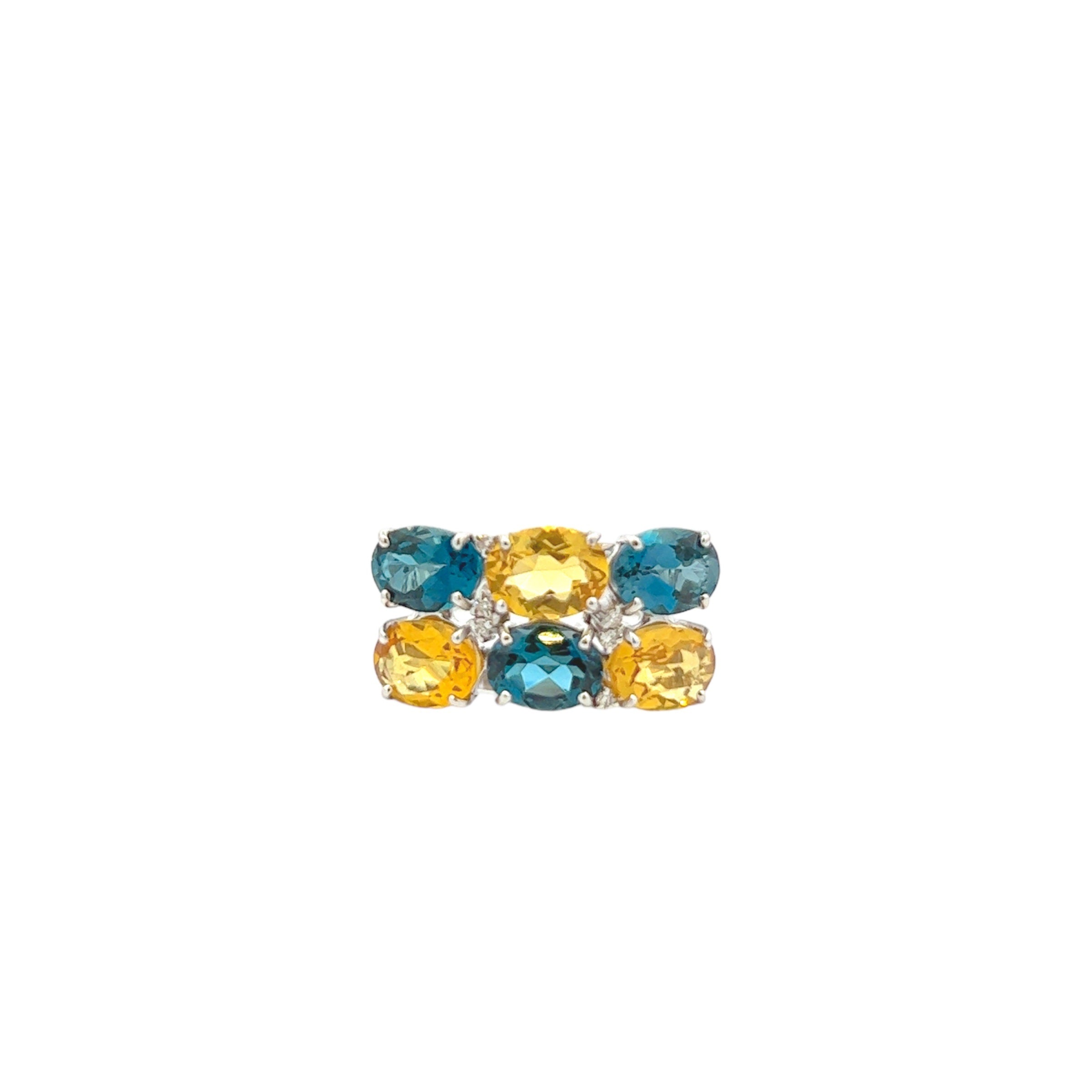 18K London Blue Topaz, Yellow Beryl Ring