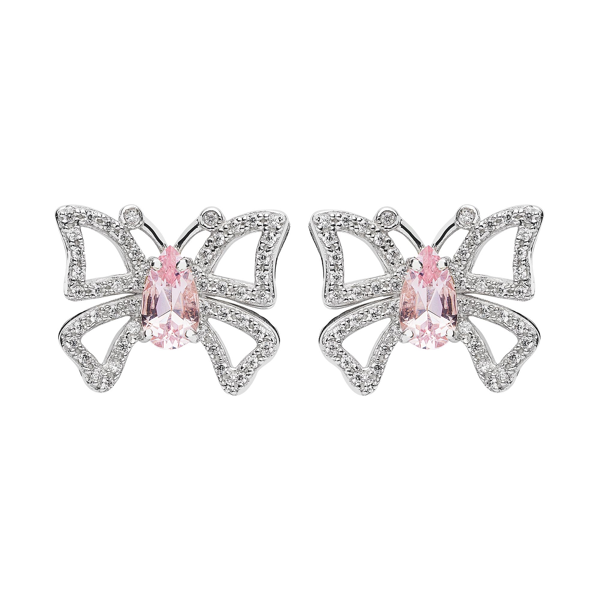 Butterfly Earrings (1327) - Morganite / WG