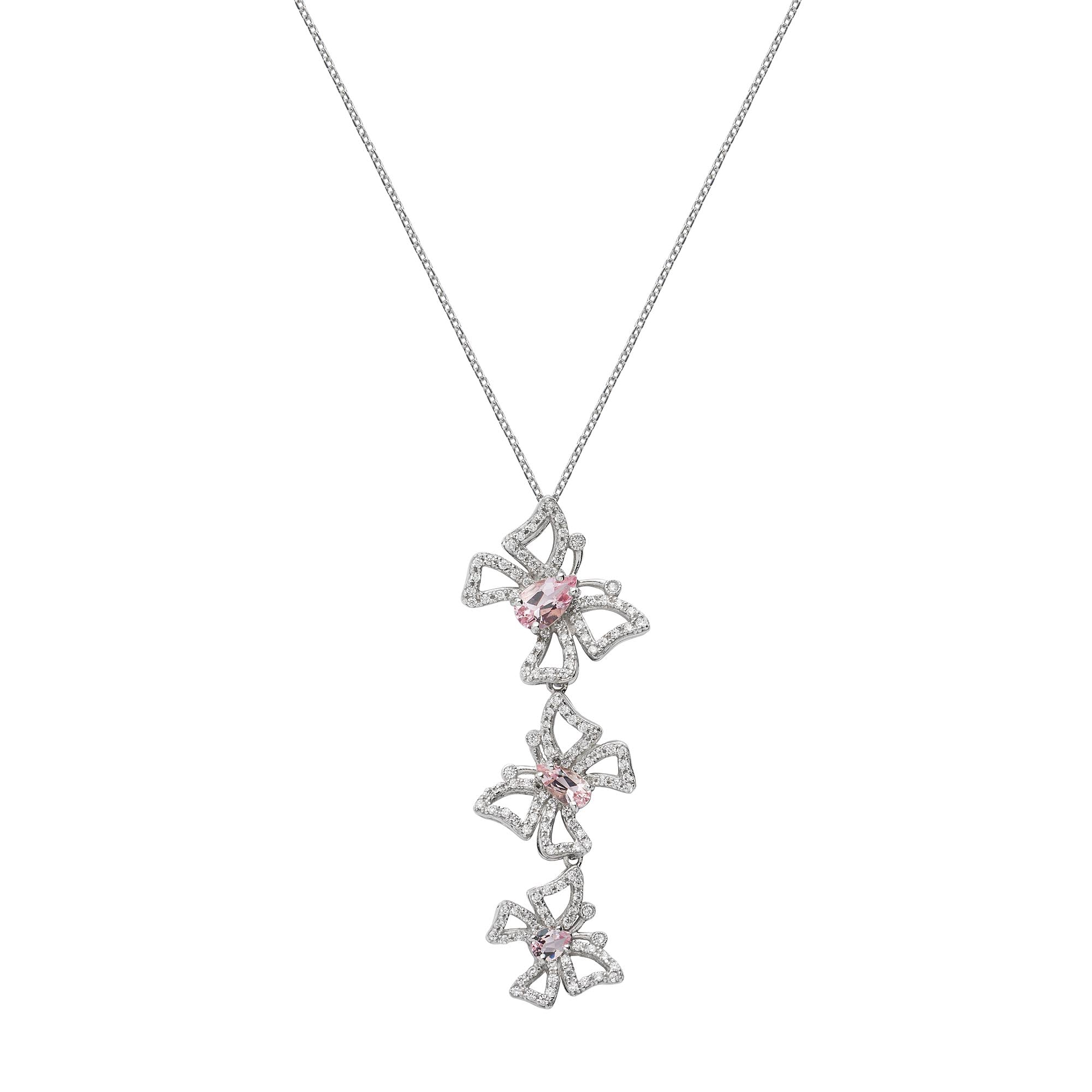 Butterfly Necklace (1327) - Morganite / WG