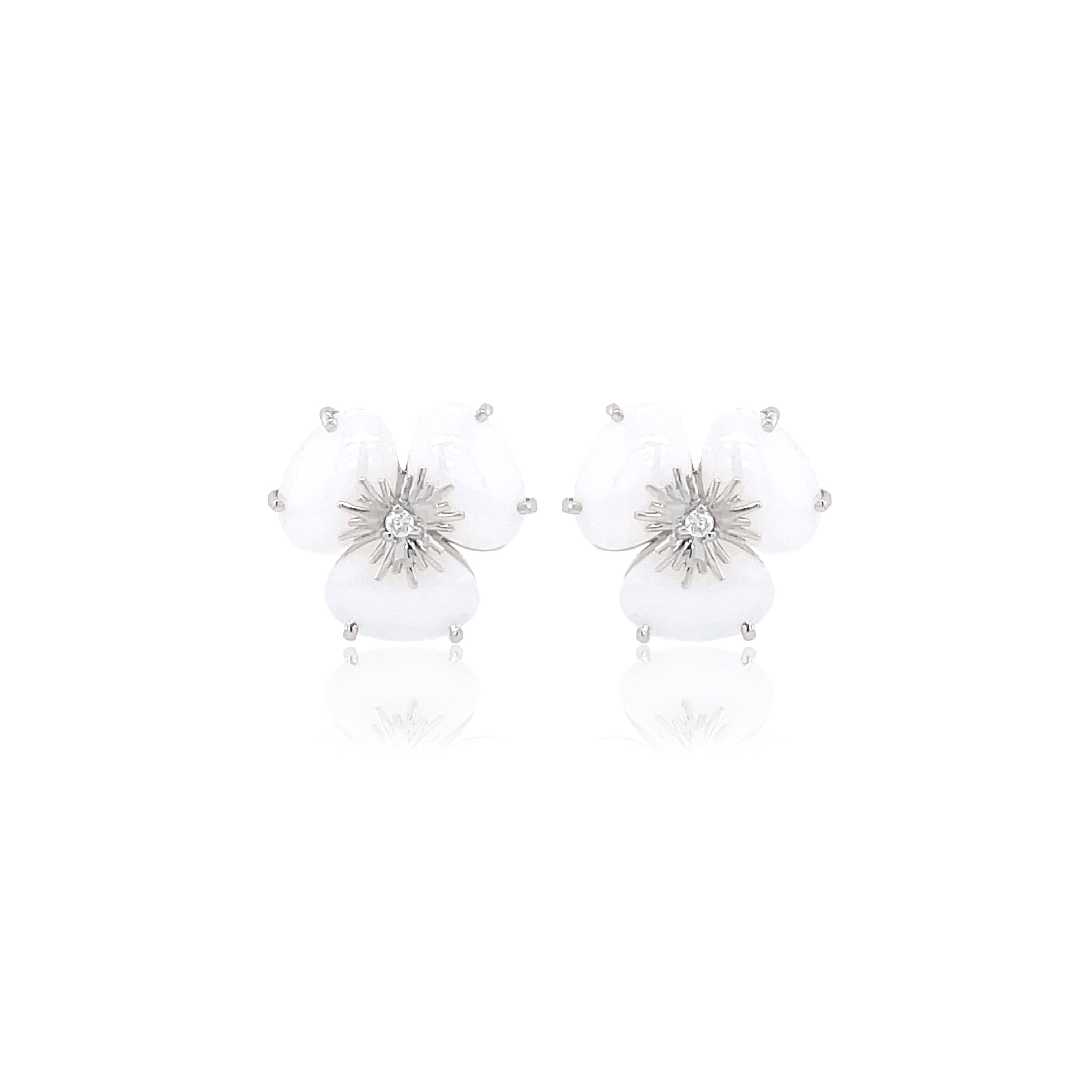 18K Pensée Earrings - Opal Quartz / WG (Small)