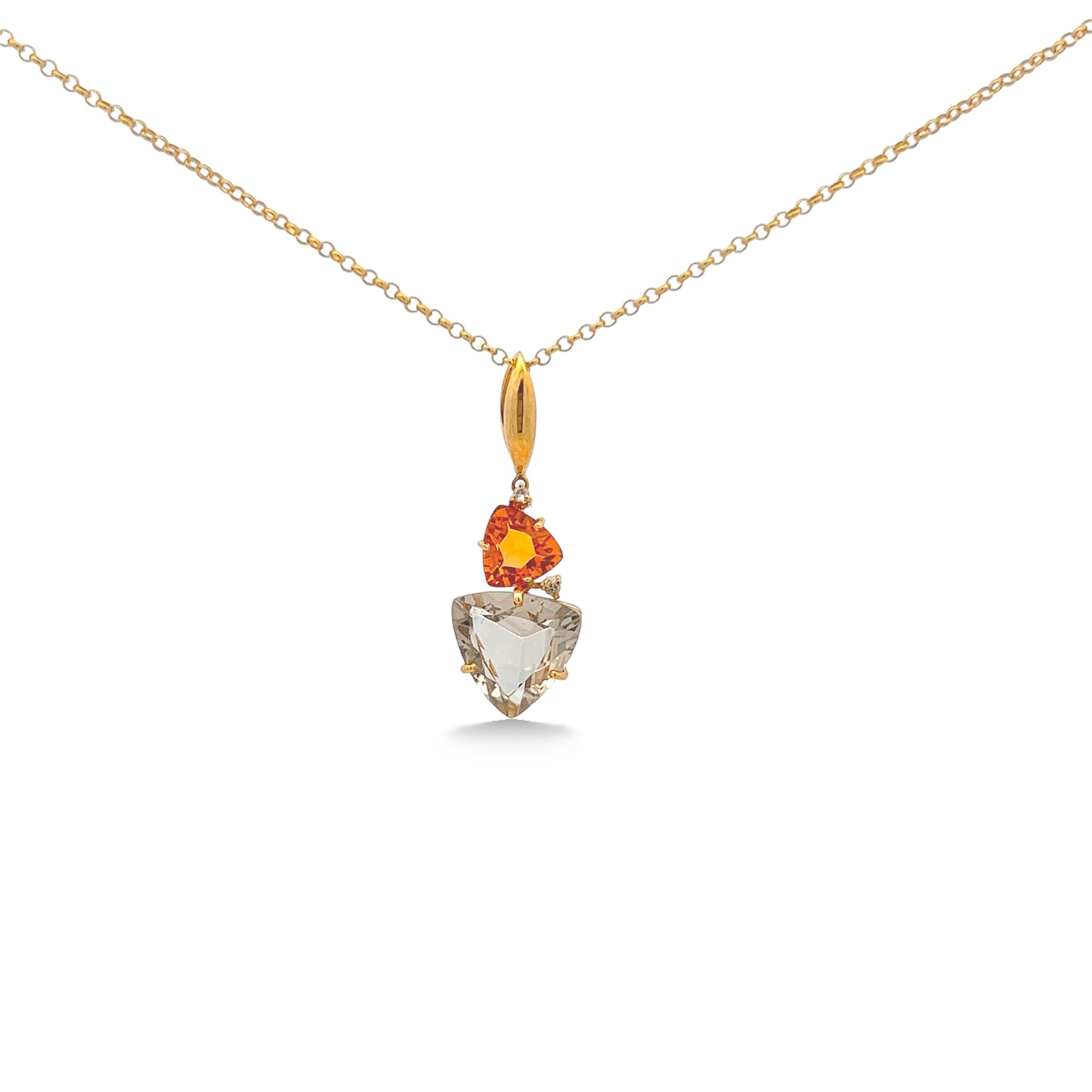 18K Citrine, Smoky Quartz Pendant