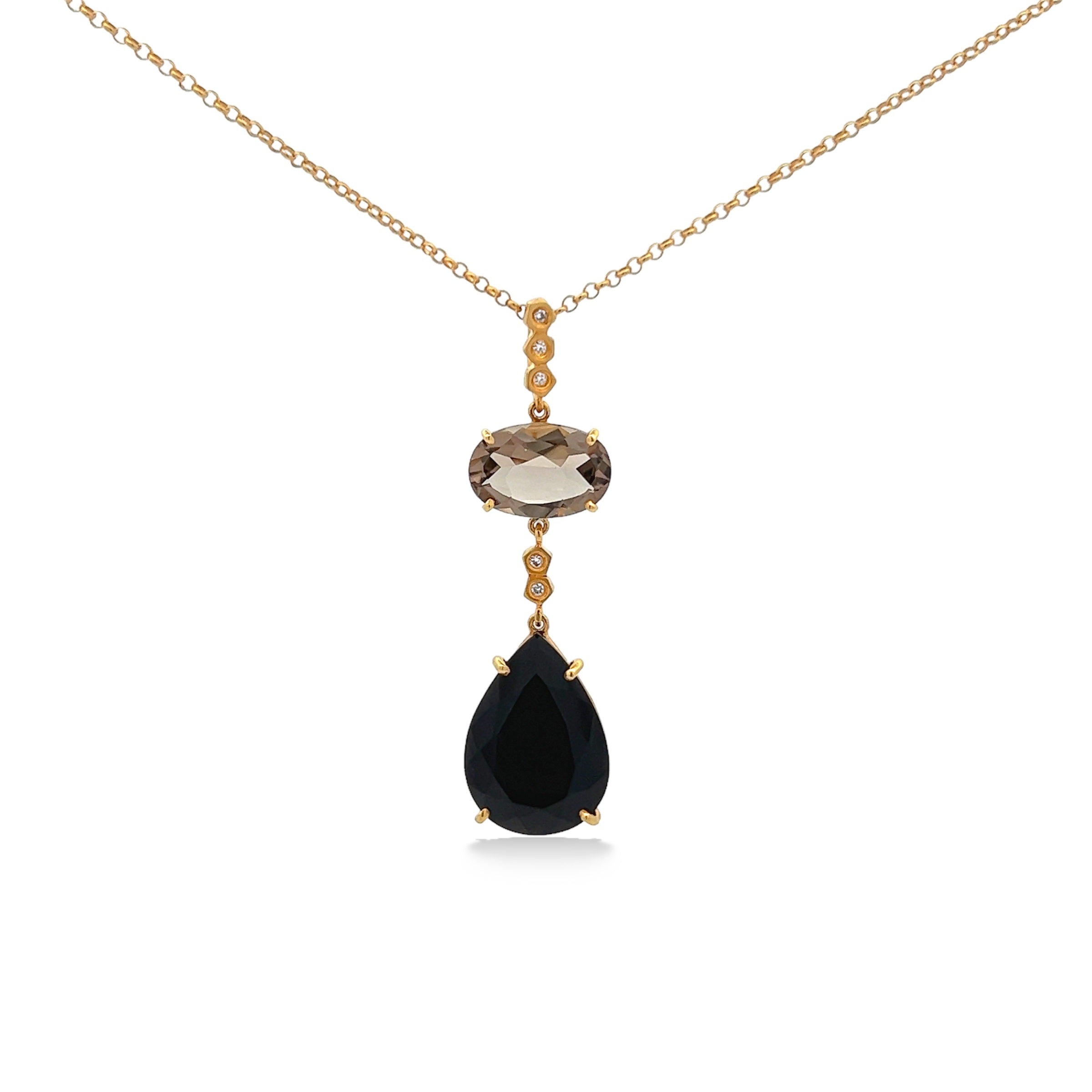 18K Black Quartz, Smoky Quartz Pendant