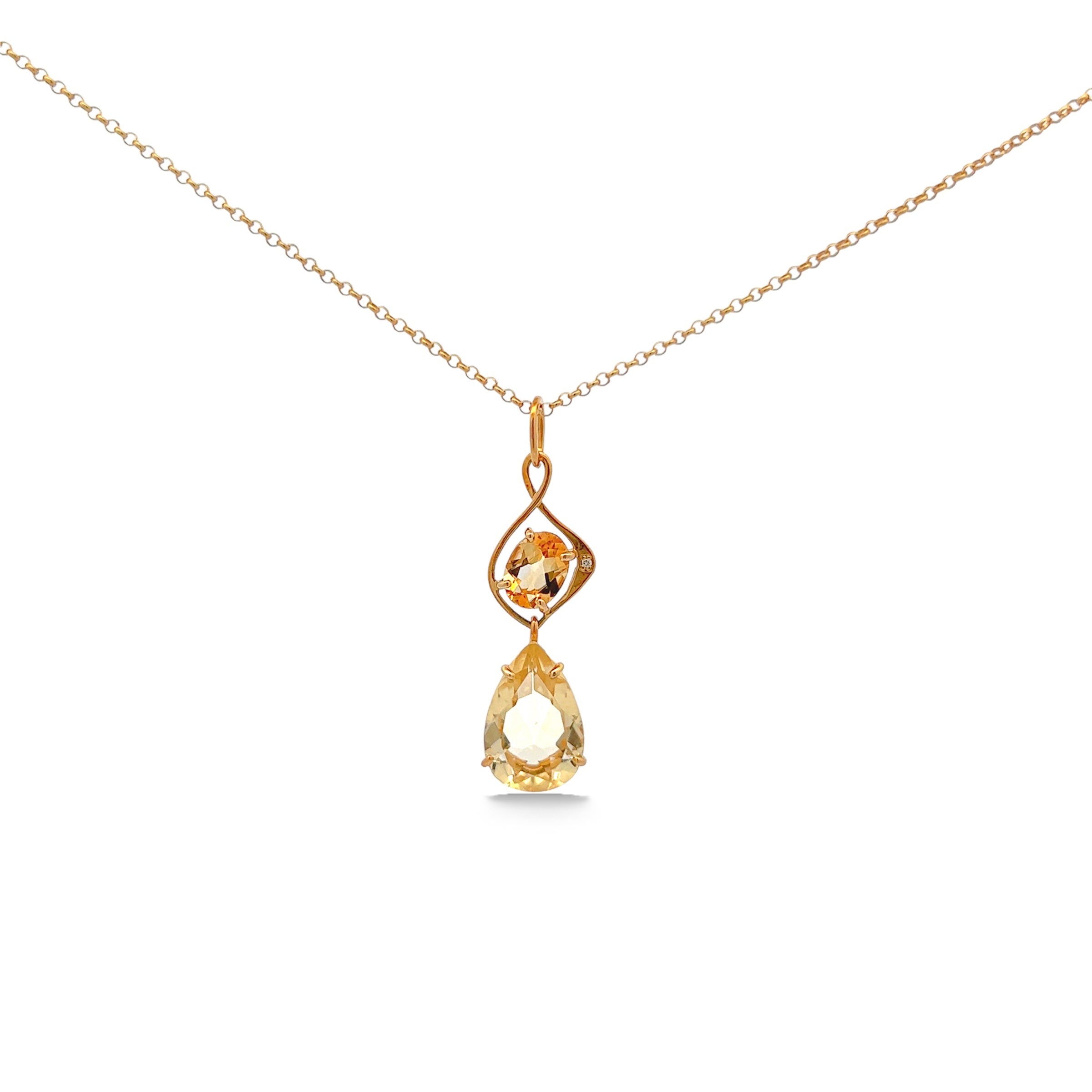 18K Citrine, Yellow Light Citrine Pendant