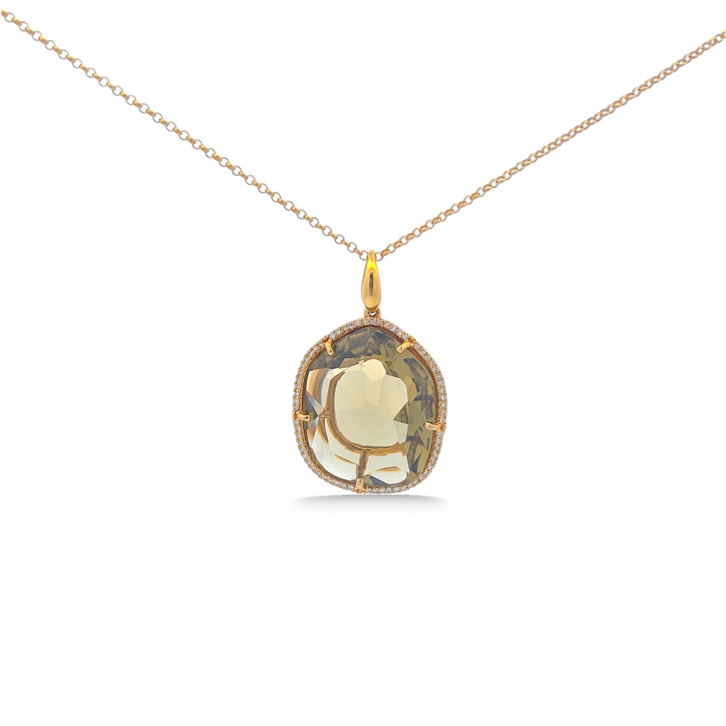 18K AMORFUS PENDANT (1024) -  Olive Quartz / YG