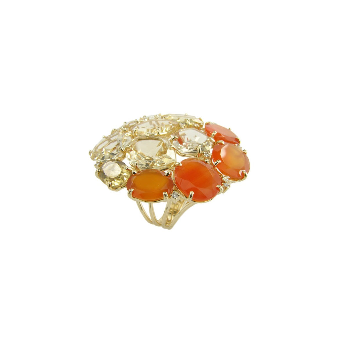 18K AMORFUS RING (1040) - Yellow Light Citrine, Orange Cornelian, Off White Citrine / YG