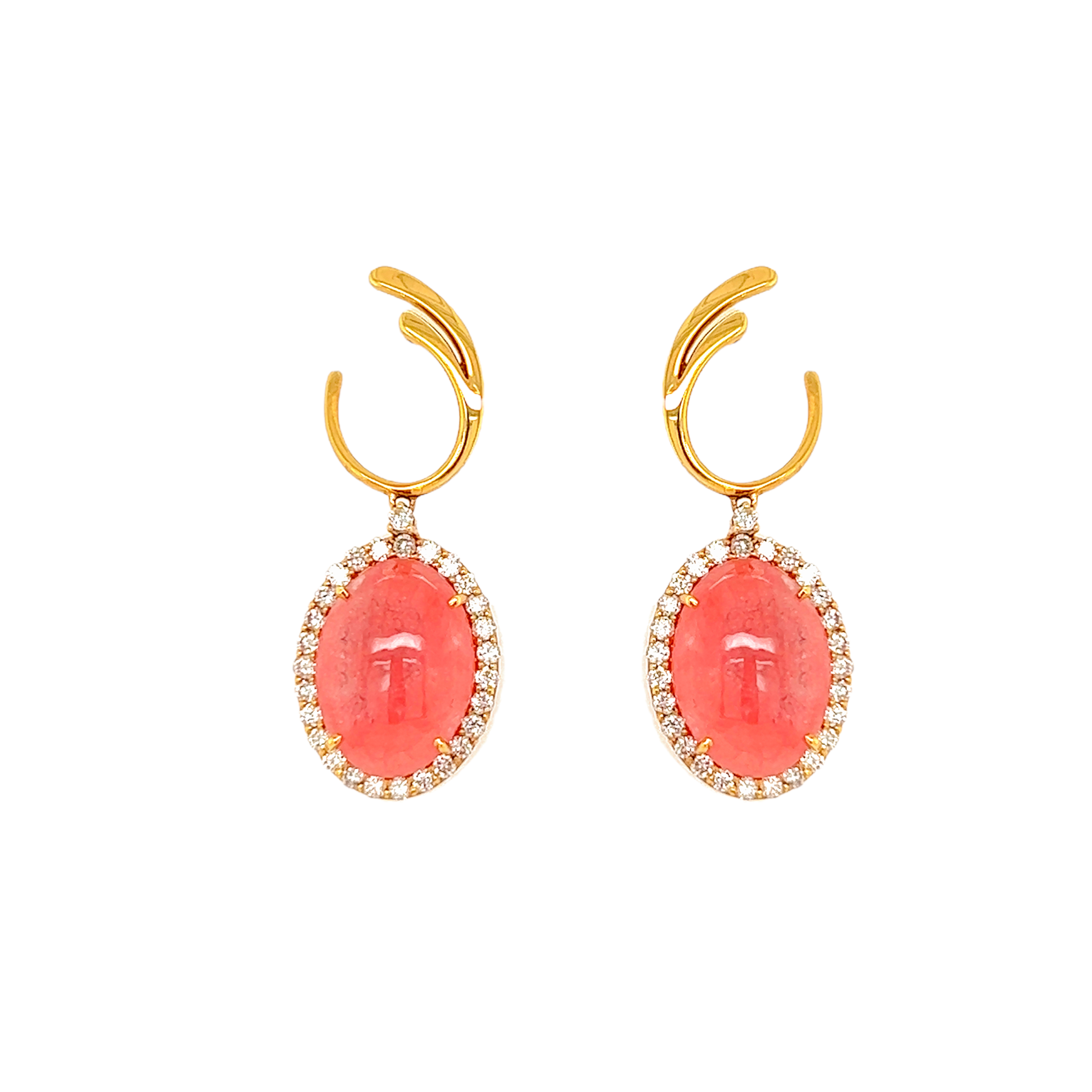 18K Rhodochrosite Earrings