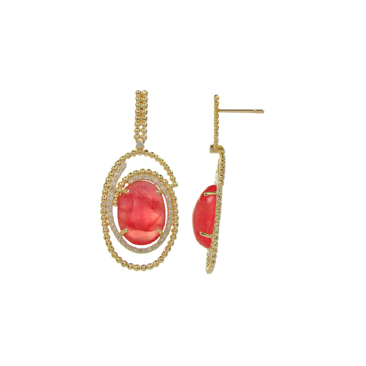 18K Rhodochrosite Earrings