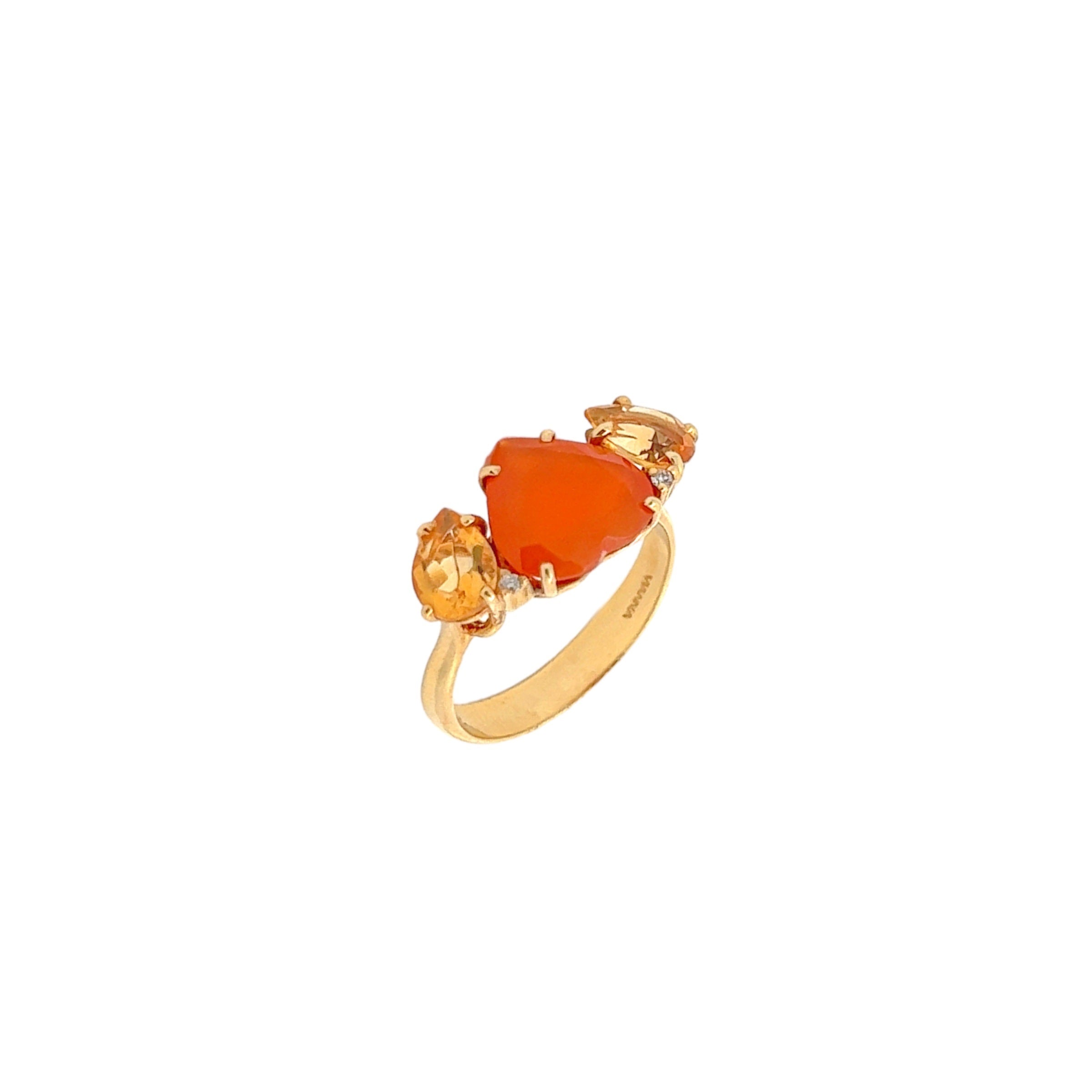 18K Citrine & Orange Cornelian Ring