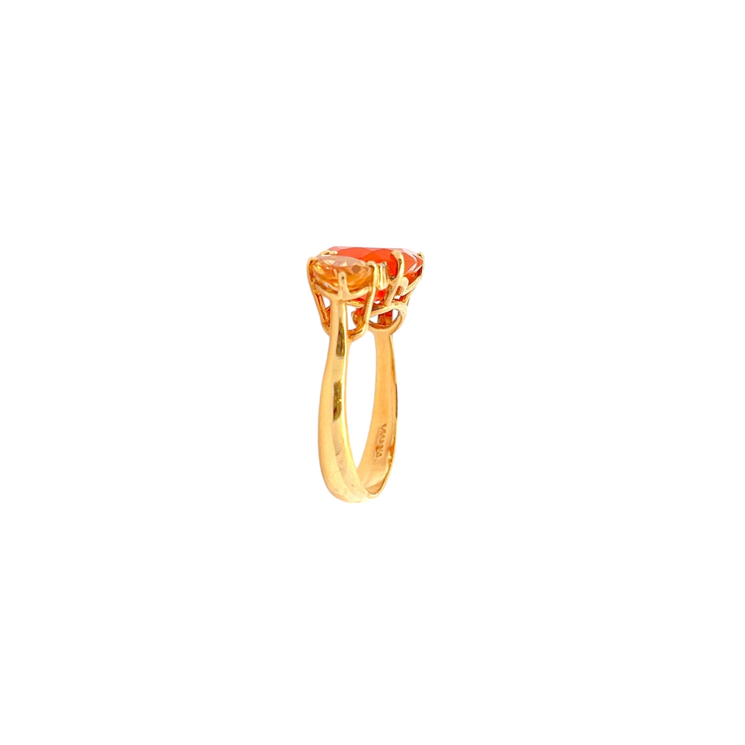 18K Citrine & Orange Cornelian Ring