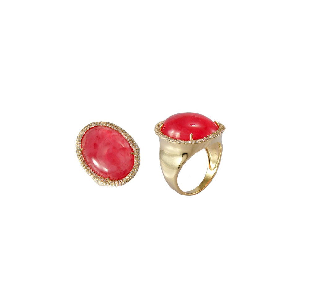 18K Rhodochrosite Ring