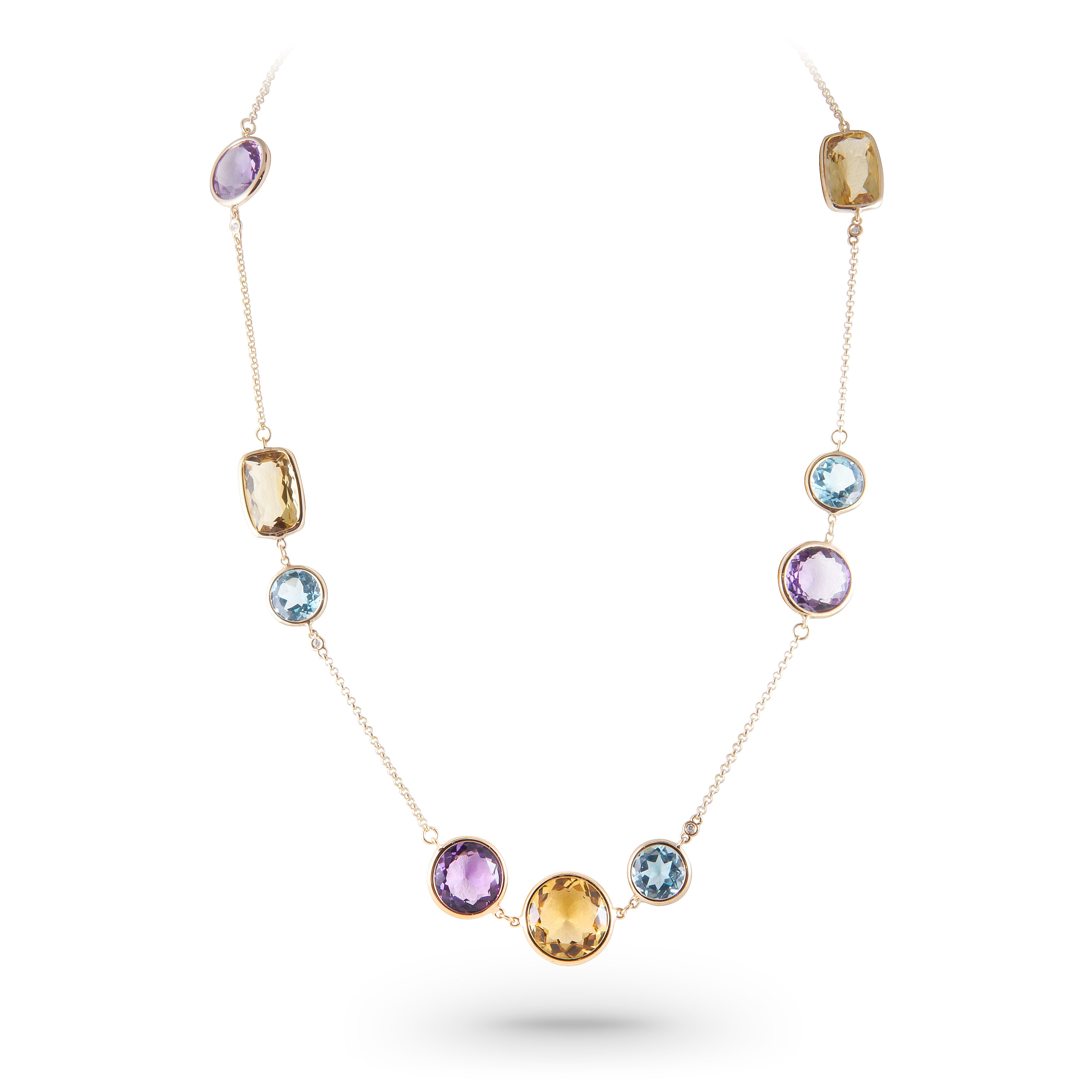 18K CLASSICS Necklace (1287) - Amethyst / Blue Topaz / Champagne Citrine / YG