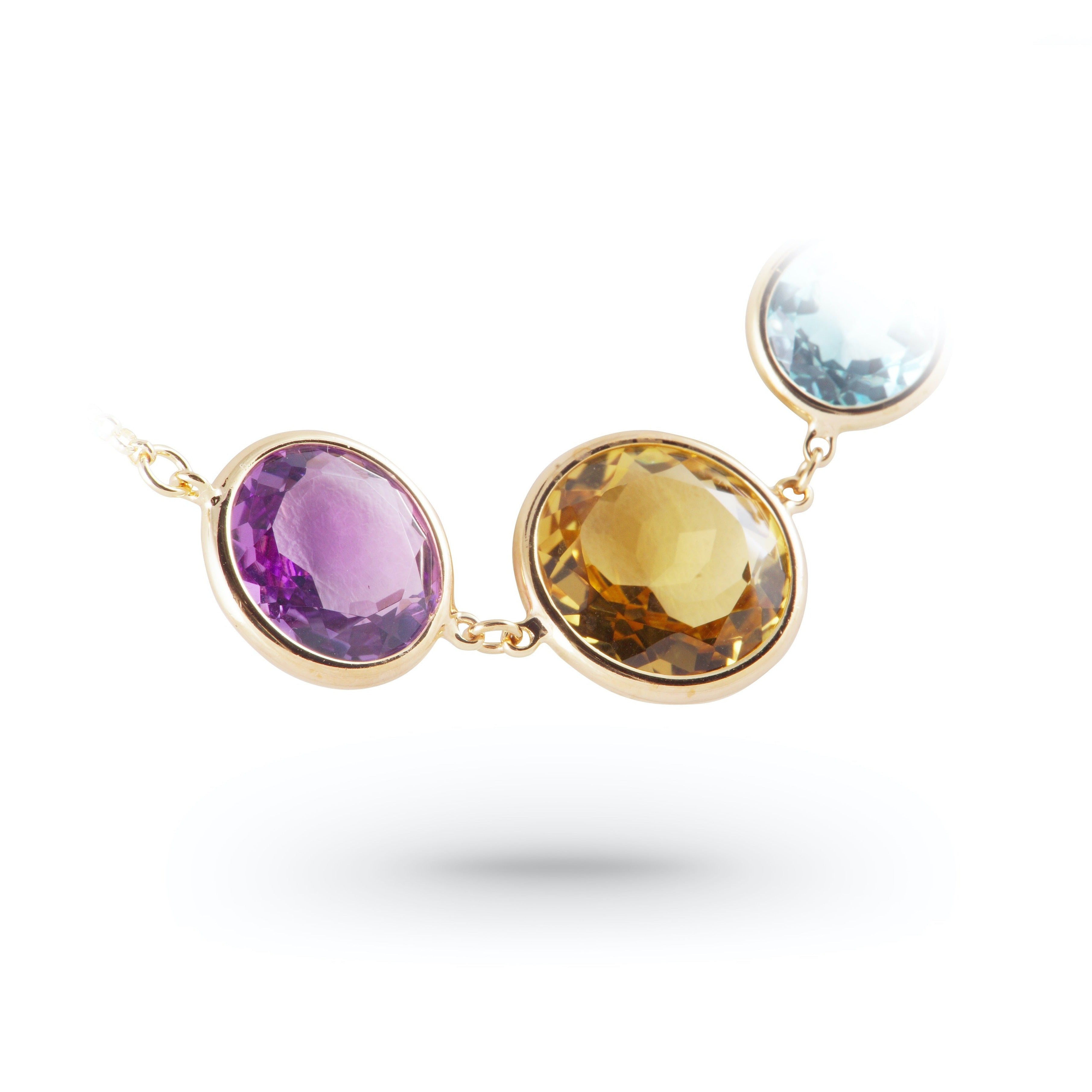 18K CLASSICS Necklace (1287) - Amethyst / Blue Topaz / Champagne Citrine / YG