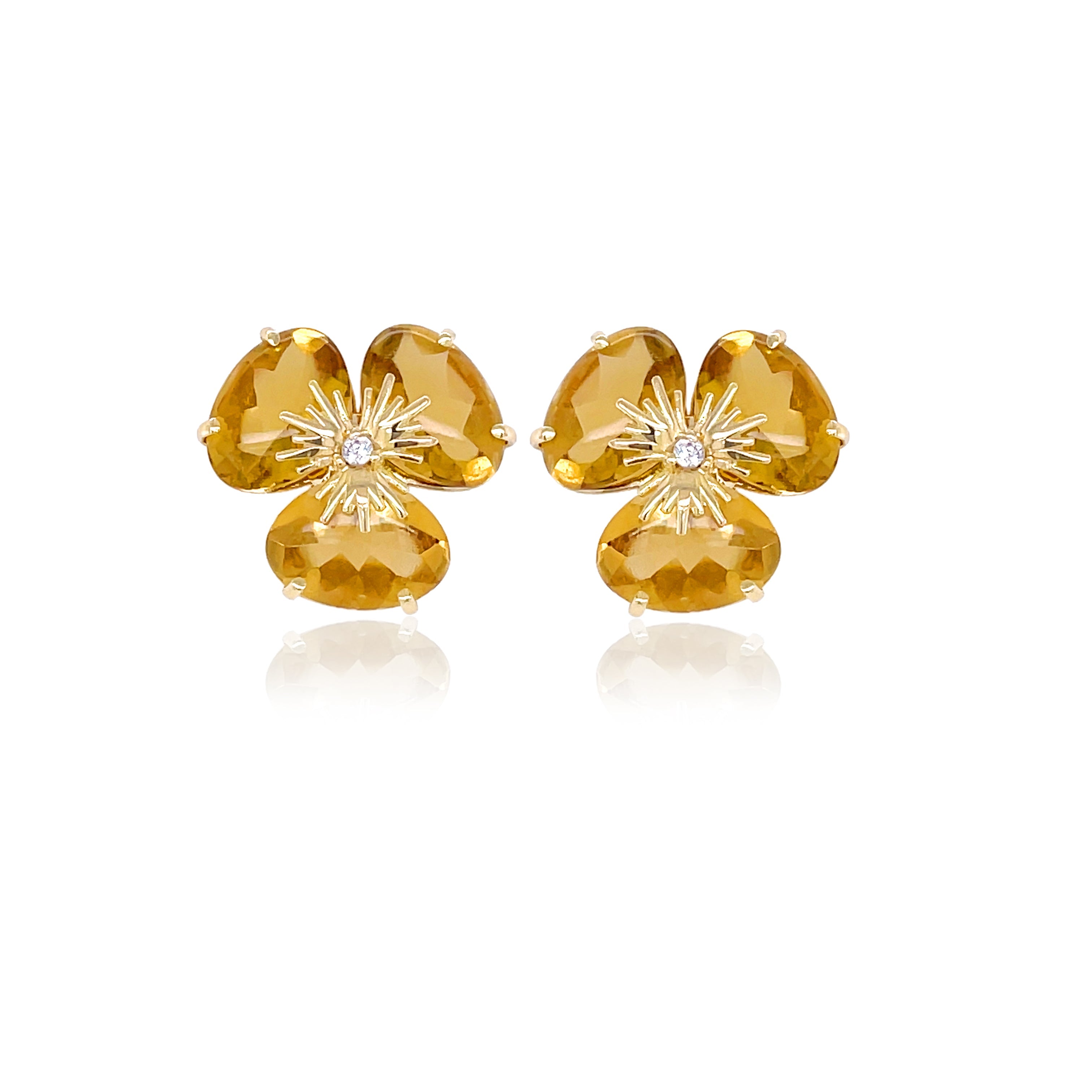 18K Pensée Earrings - Champagne Citrine / YG (Small)