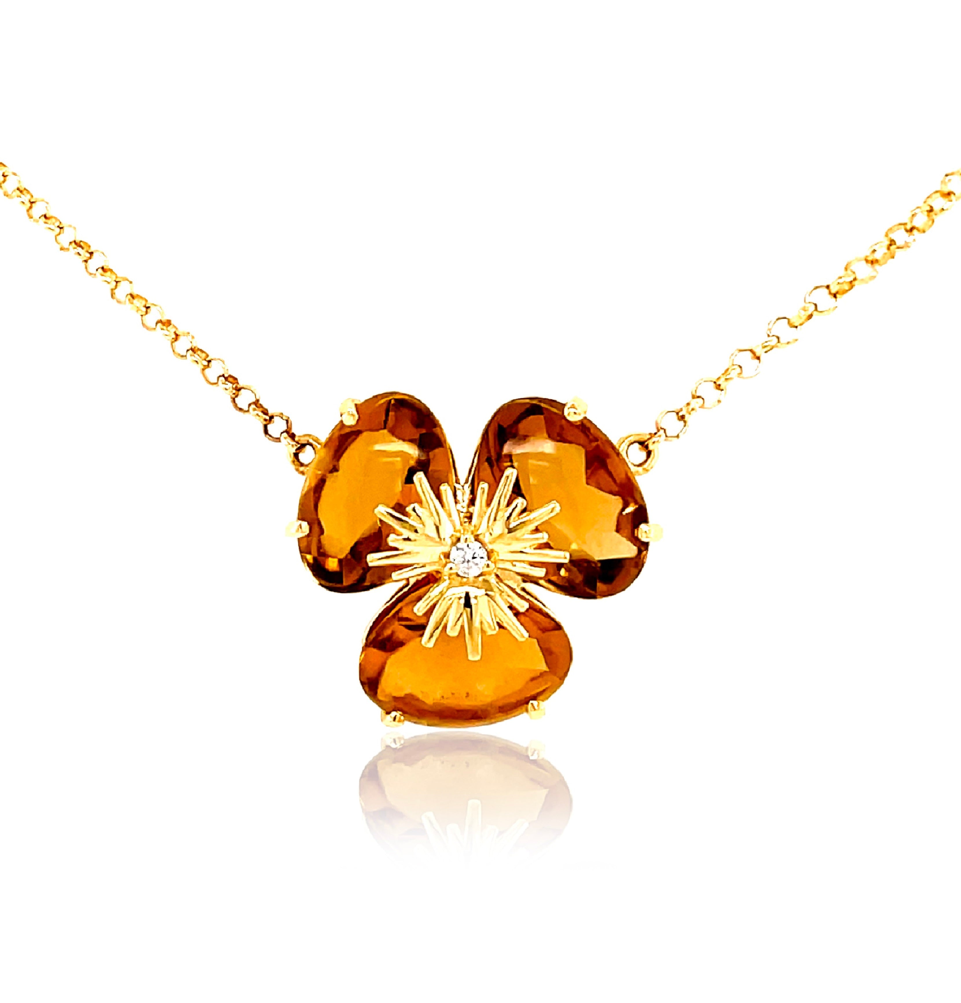 18k Pensée Necklace - Citrine / YG (medium)