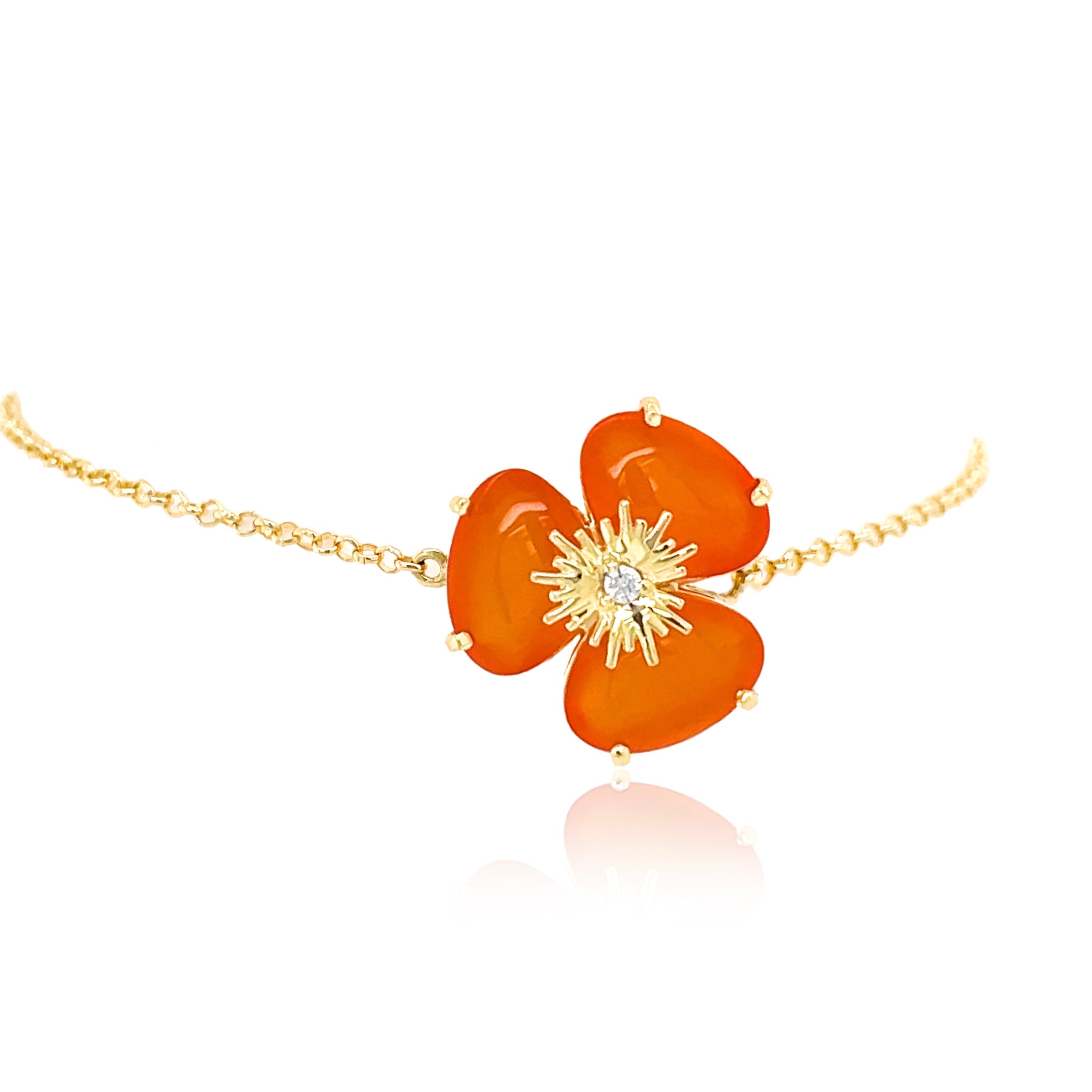 18k Pensée Bracelet - Orange Cornelian / YG (Small)