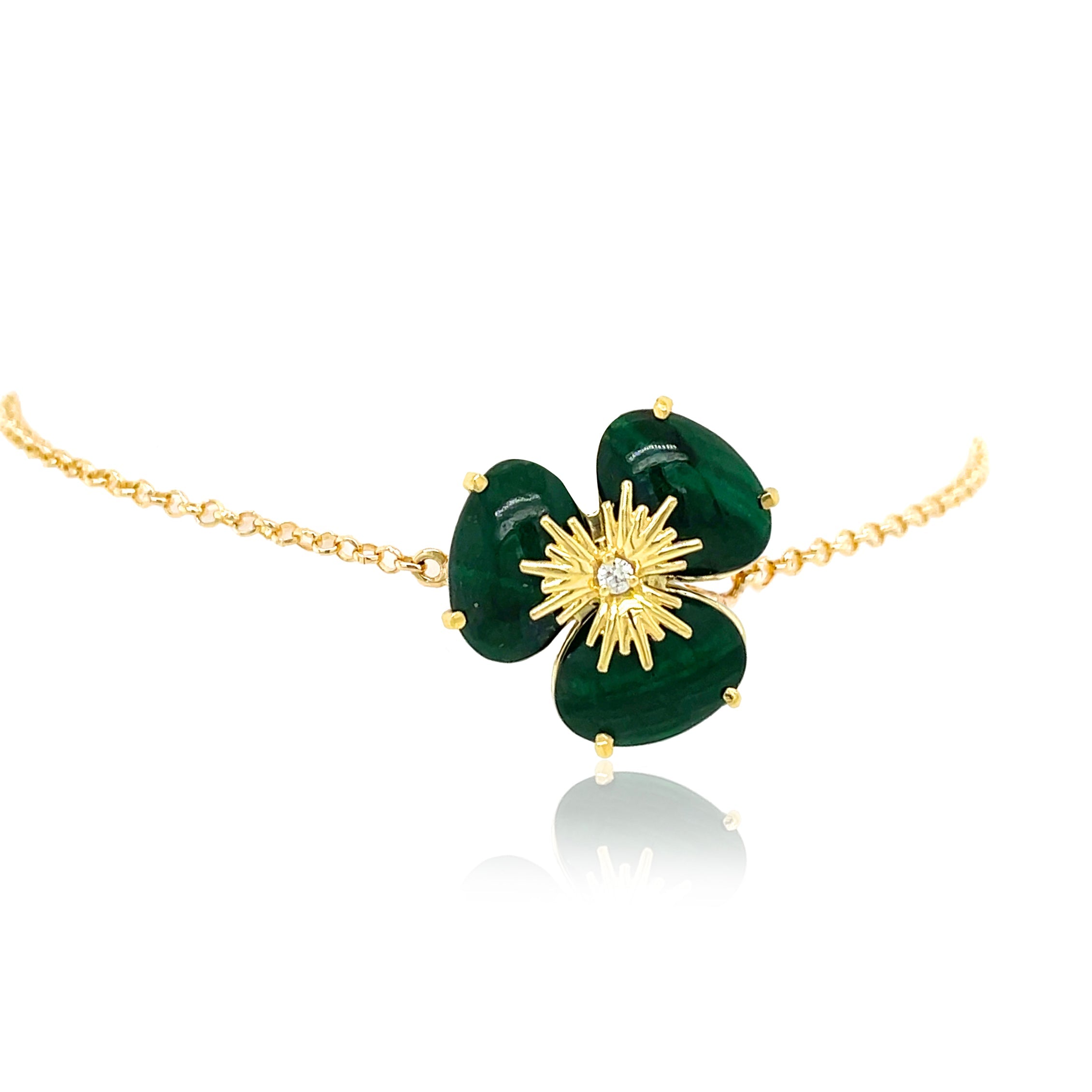 18k Pensée Bracelet - Malachite / YG (Small)