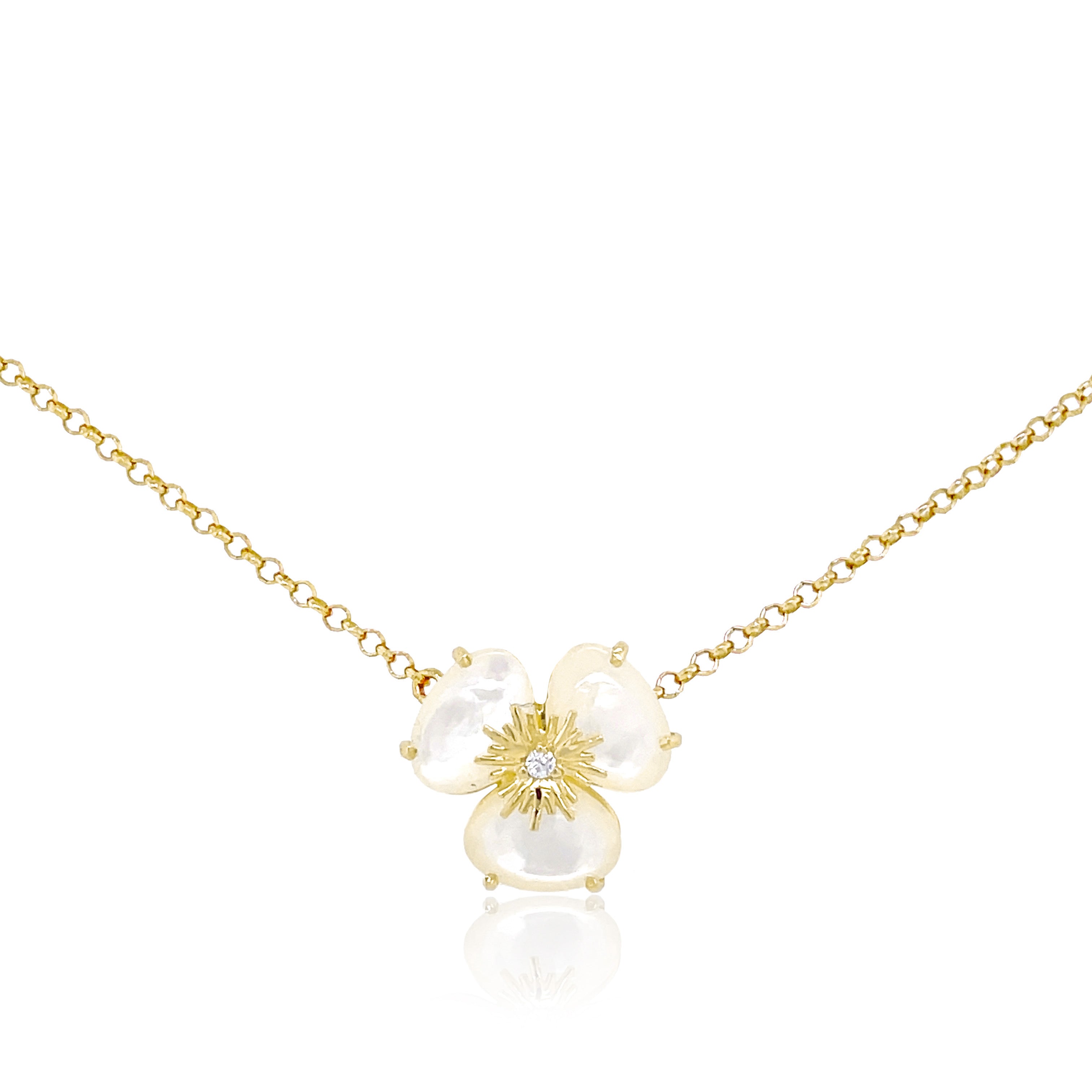 18k Pensée Necklace - Mother Pearl / YG (Small)