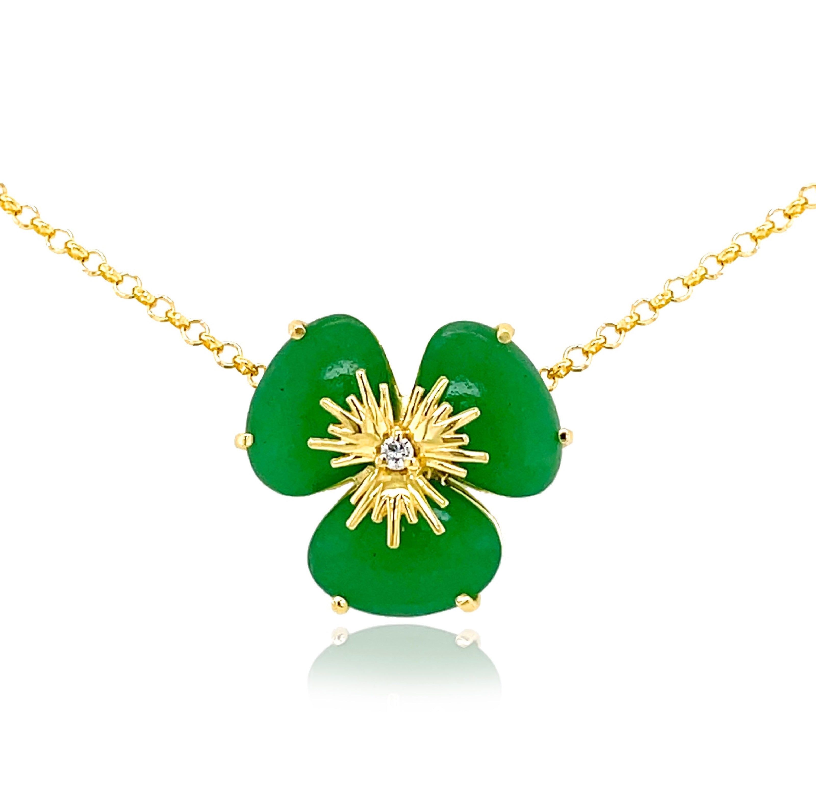 18k Pensée Necklace - Mint Emerald Quartz / YG (medium)