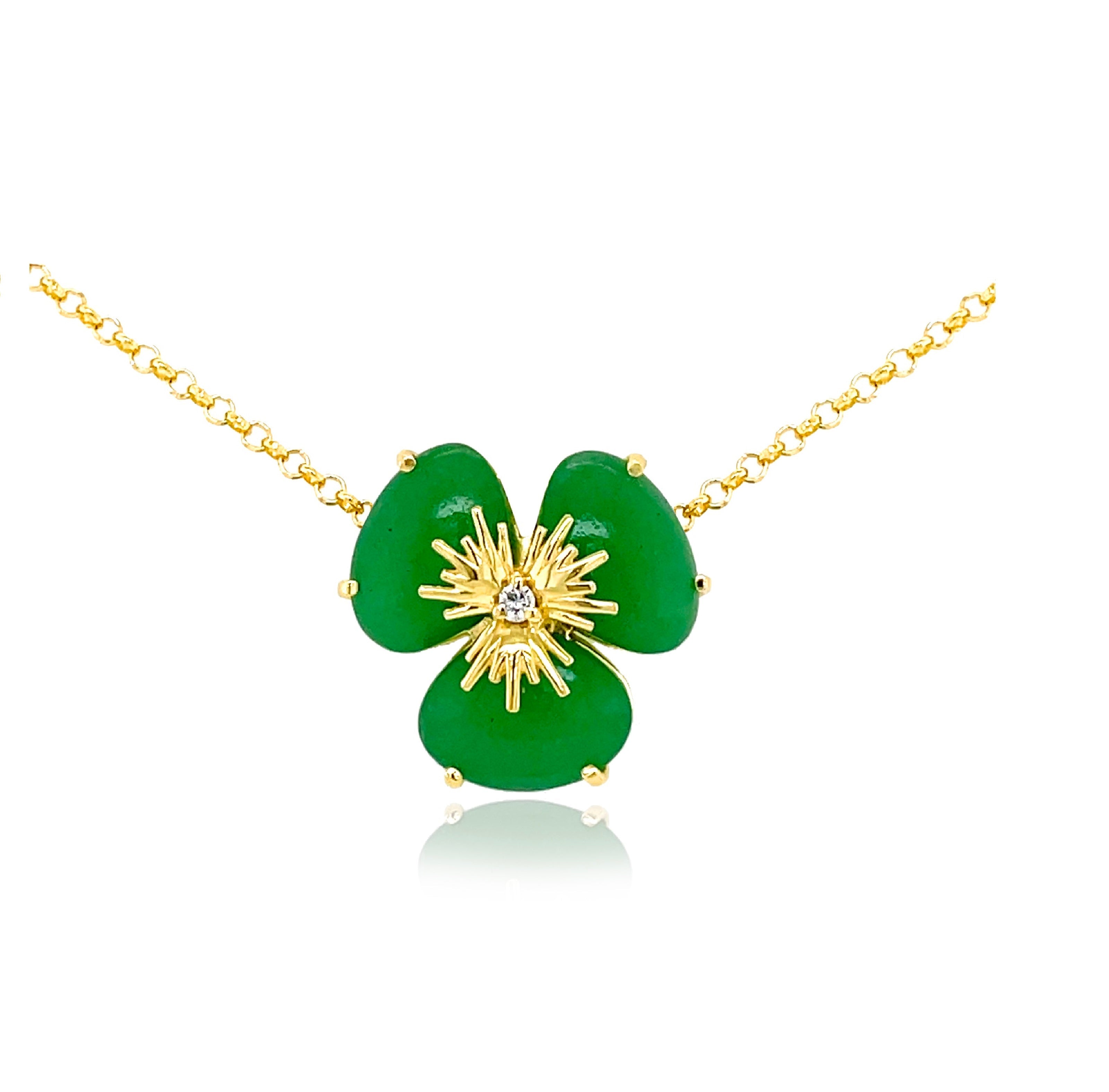 18k Pensée Necklace - Mint Emerald Quartz / YG (Small)