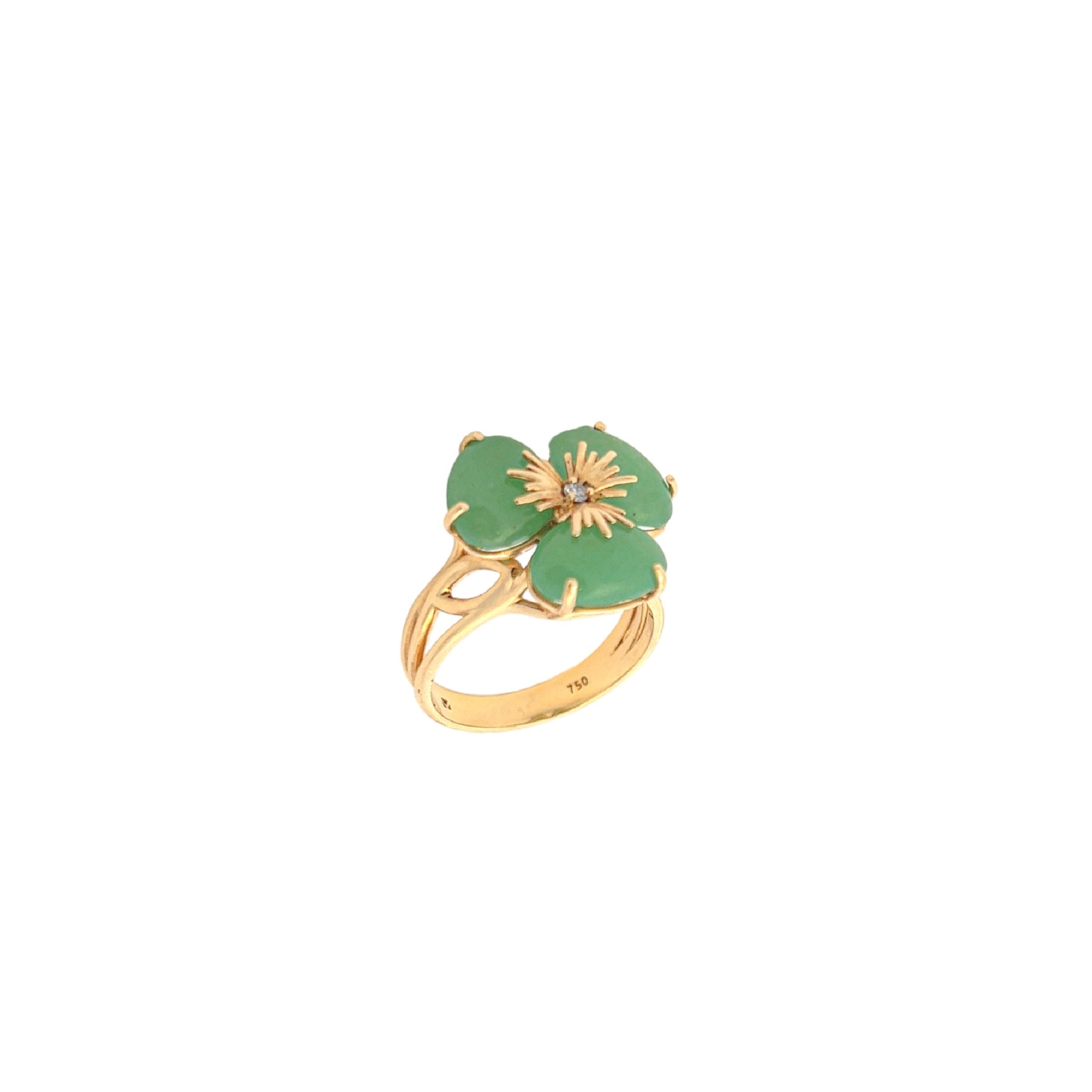 18k Pensée Ring - Mint Emerald Quartz / YG (medium)